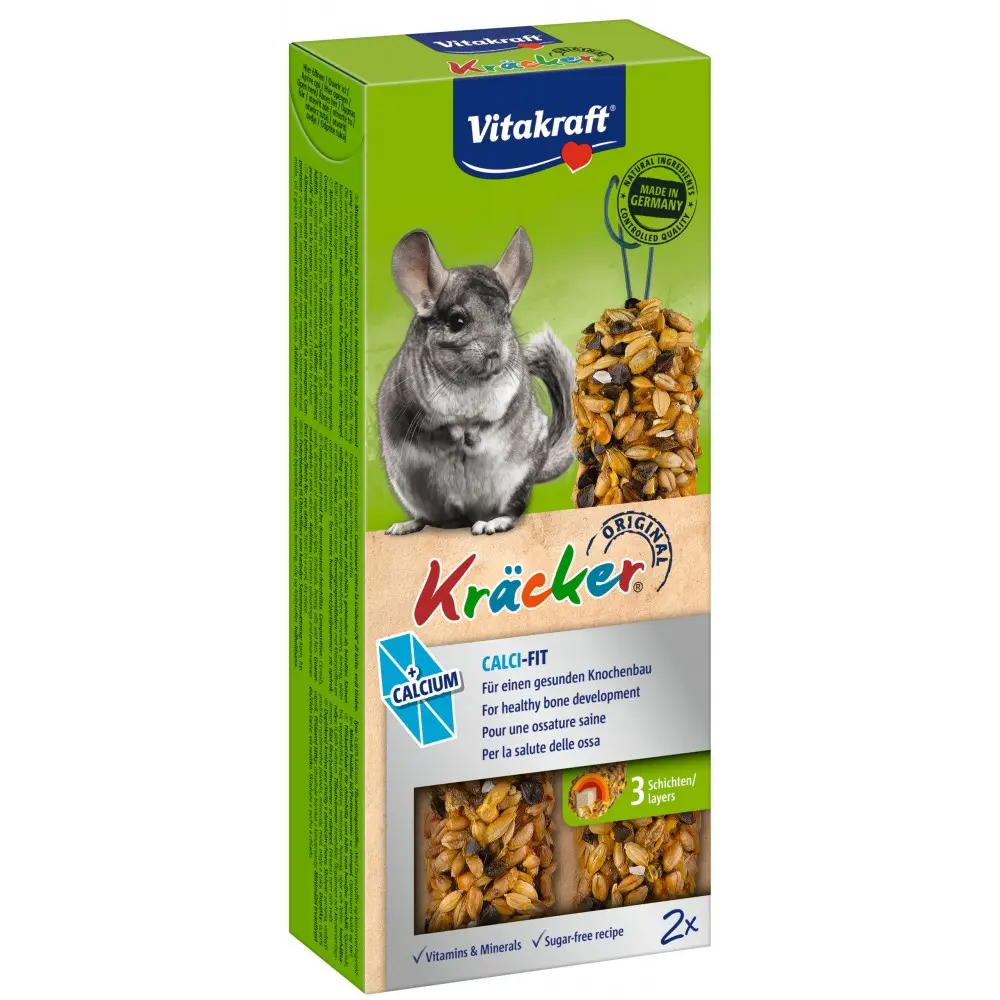 Ласощі Vitakraft Kracker Original Calci Fit крекер для декоративних гризунів і шиншил з кальцієм 2 шт/уп