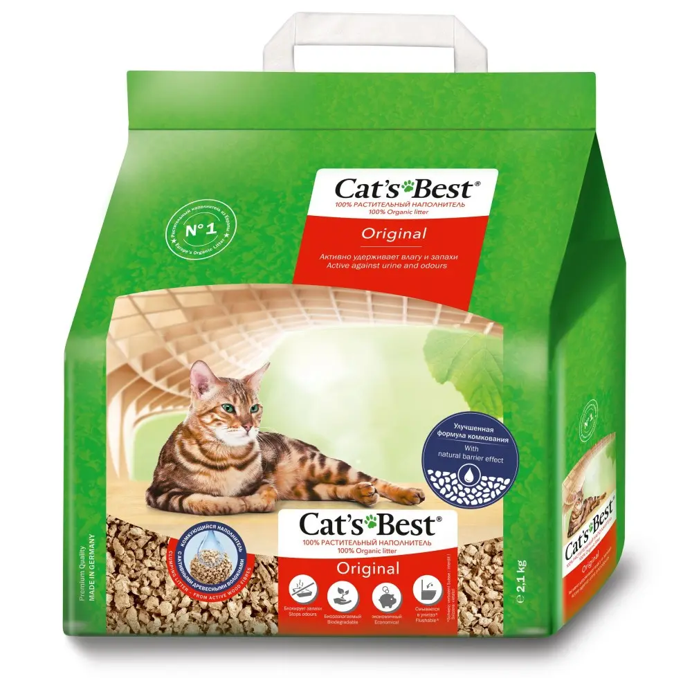 Наповнювач Cat’s Best для котячого туалету Original деревний 5 л / 2,1 кг