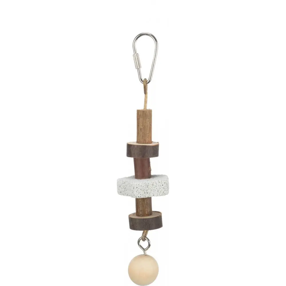 Іграшка Trixie для птахів підвісна з вулканічним каменем і кулькою дерево 16 см