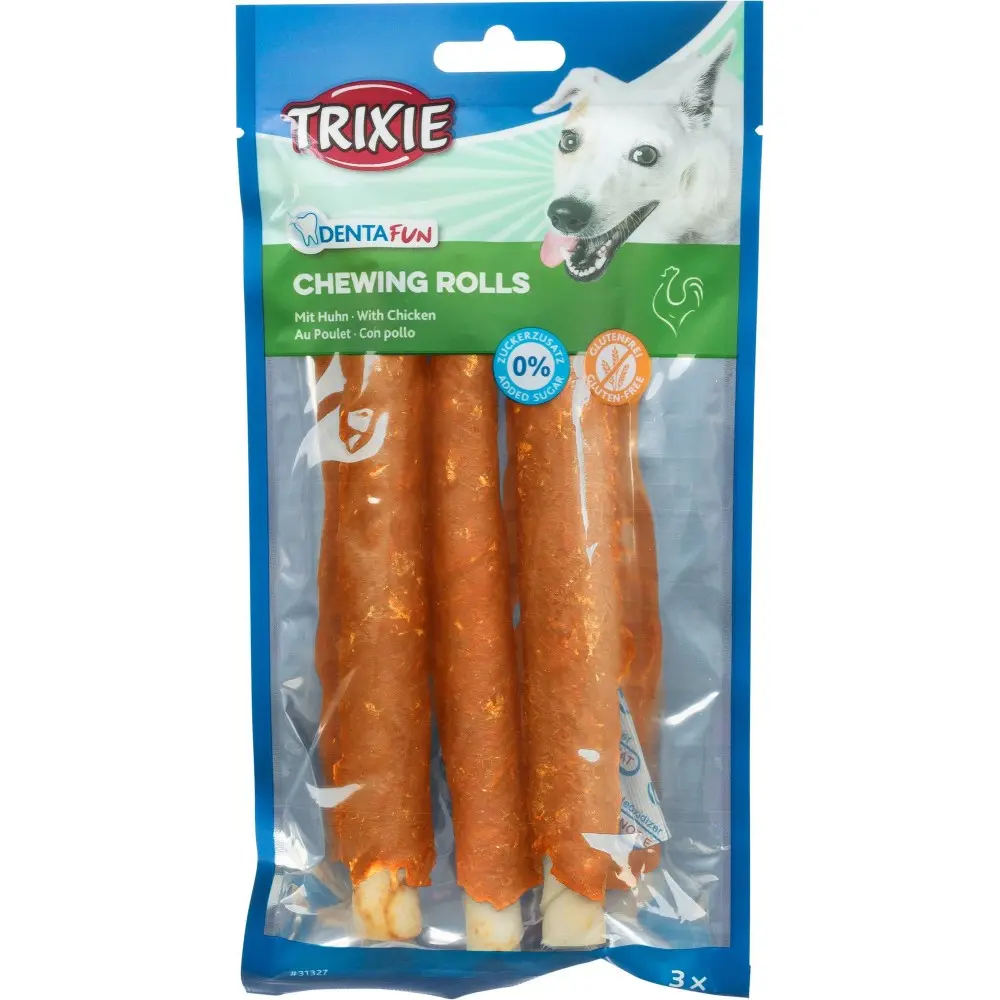 Ласощі Trixie Denta Fun Chewing Rolls для собак Палички для чищення зубів з куркою 17 см 140 г 3 шт