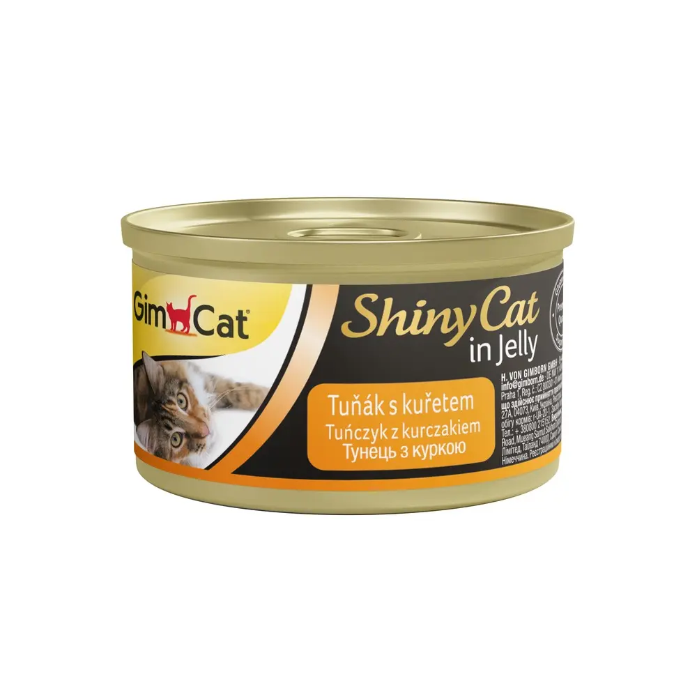 Корм вологий GimCat Shiny Cat для котів з тунцем та куркою в желе 70 г