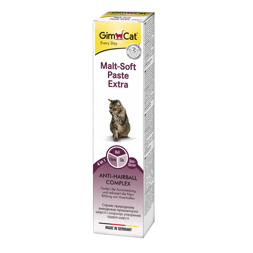 Паста GimCat Every Day Malt-Soft Paste Extra для котів для виведення шерсті зі шлунку 200 г