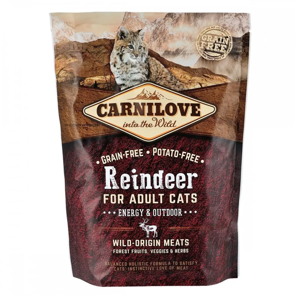 Корм сухий Carnilove Cat Energy and Outdoor для дорослих активних котів з північним оленем 400 г