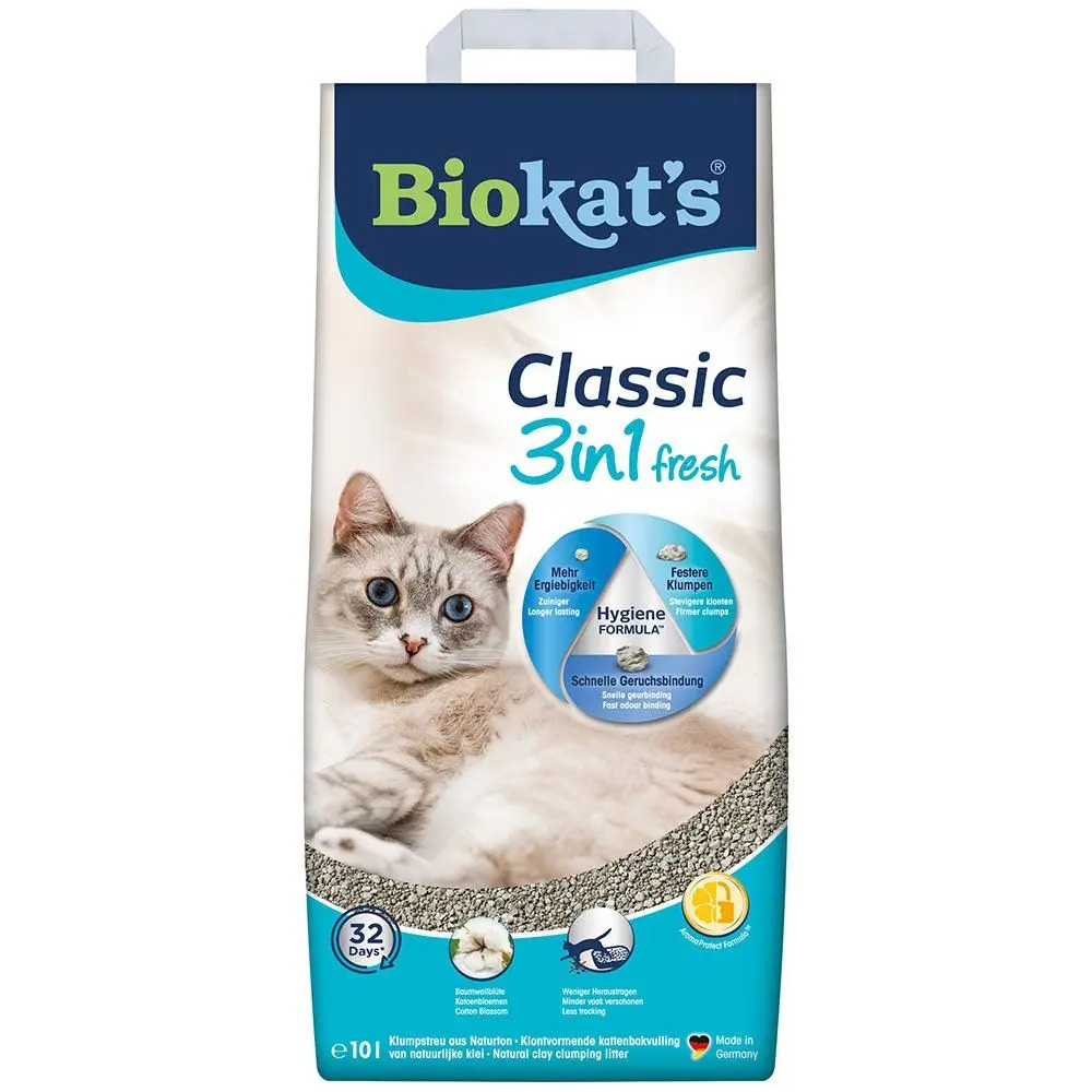 Наповнювач Biokats для котячого туалету Classic Fresh 3in1 Cotton Blossom бентонітовий 10 кг