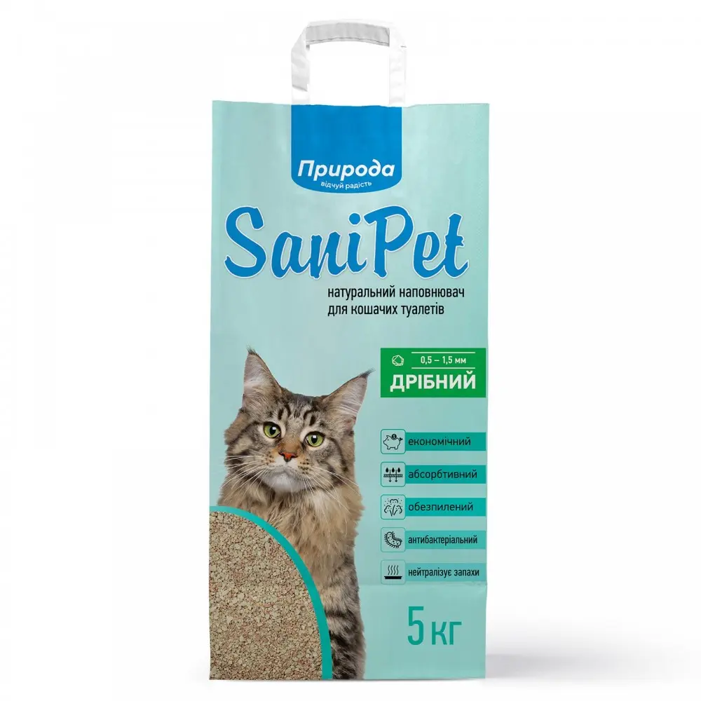 Наповнювач Природа Sani Pet для котячого туалету бентонітовий дрібна гранула 5 кг