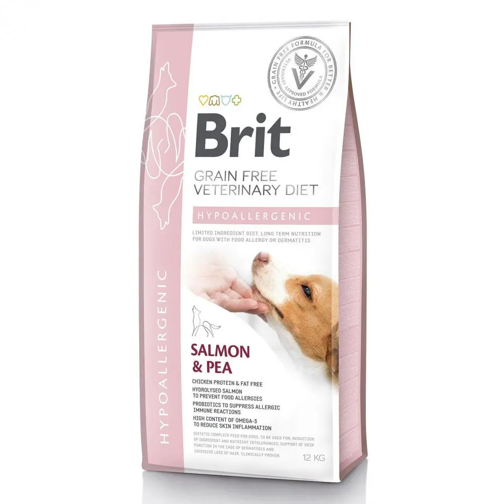 Корм сухий Brit Grain Free VetDiet Dog Hypoallergenic для собак з харчовою алергією з лососем горохом і гречкою 12 кг