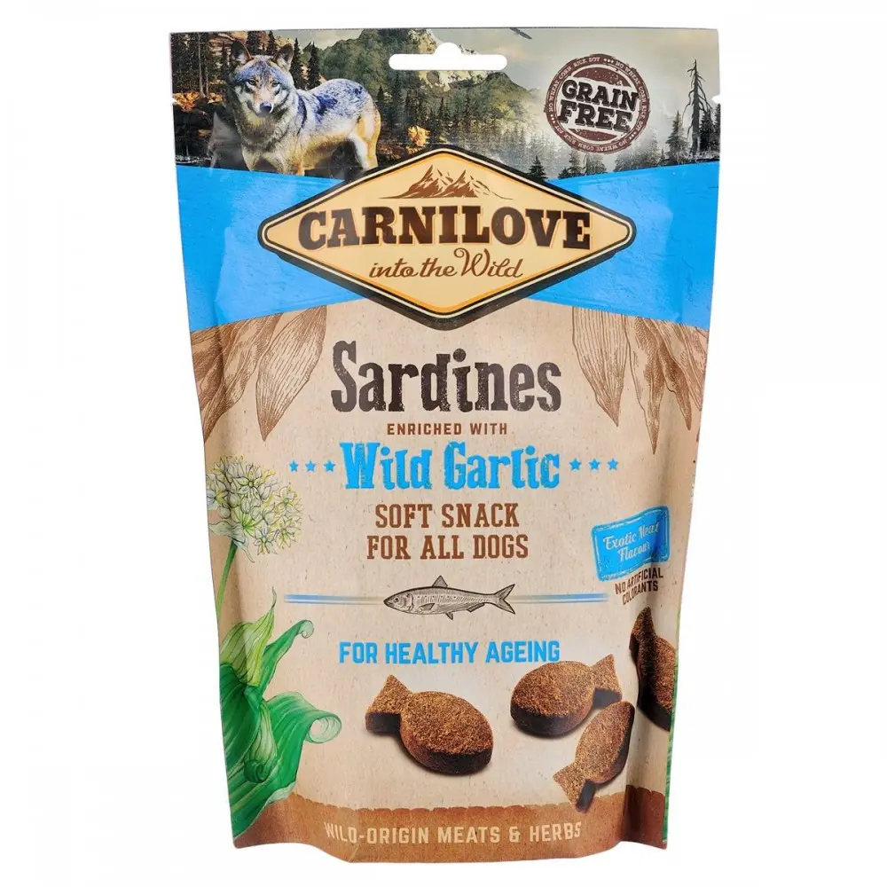 Ласощі Carnilove Dog Semi Moist Snack Sardines with Wild Garlic для собак для уповільнення процесів старіння з сардиною та диким часником 200 г