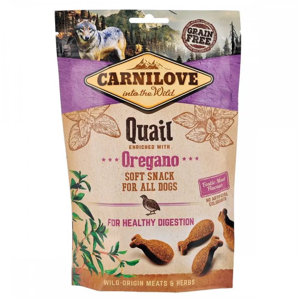 Ласощі Carnilove Dog Semi Moist Snack Quail with Oregano для собак для здорового травлення з перепелом та орегано 200 г