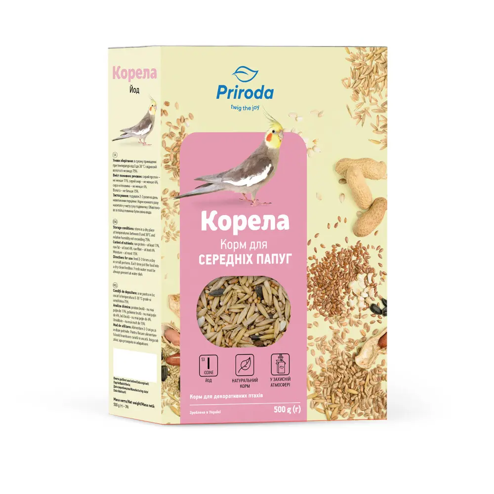 Корм Природа Корела Йод для середніх птахів 500 г