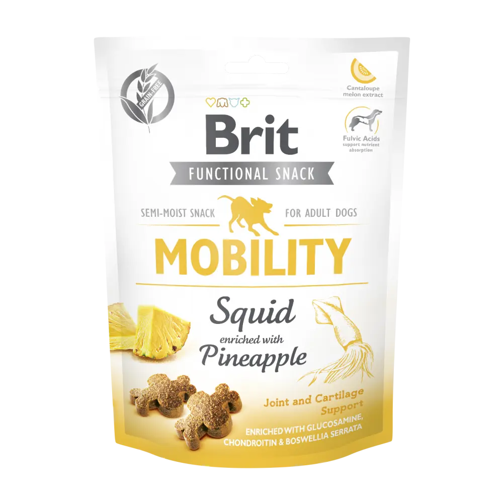Ласощі Brit Care Functional Snack Mobility для собак для підтримки суглобів з кальмаром та ананасом 150 г