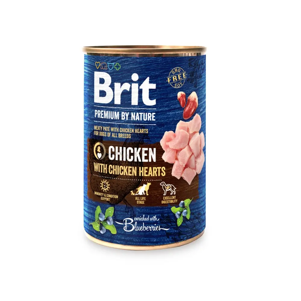Корм вологий Brit Premium by Nature k консерви для собак з куркою та курячим серцем 400 г