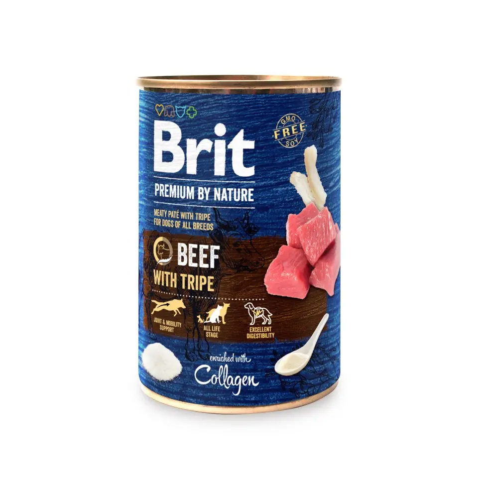 Корм вологий Brit Premium by Nature k консерви для собак з яловичиною і тельбухами 400 г
