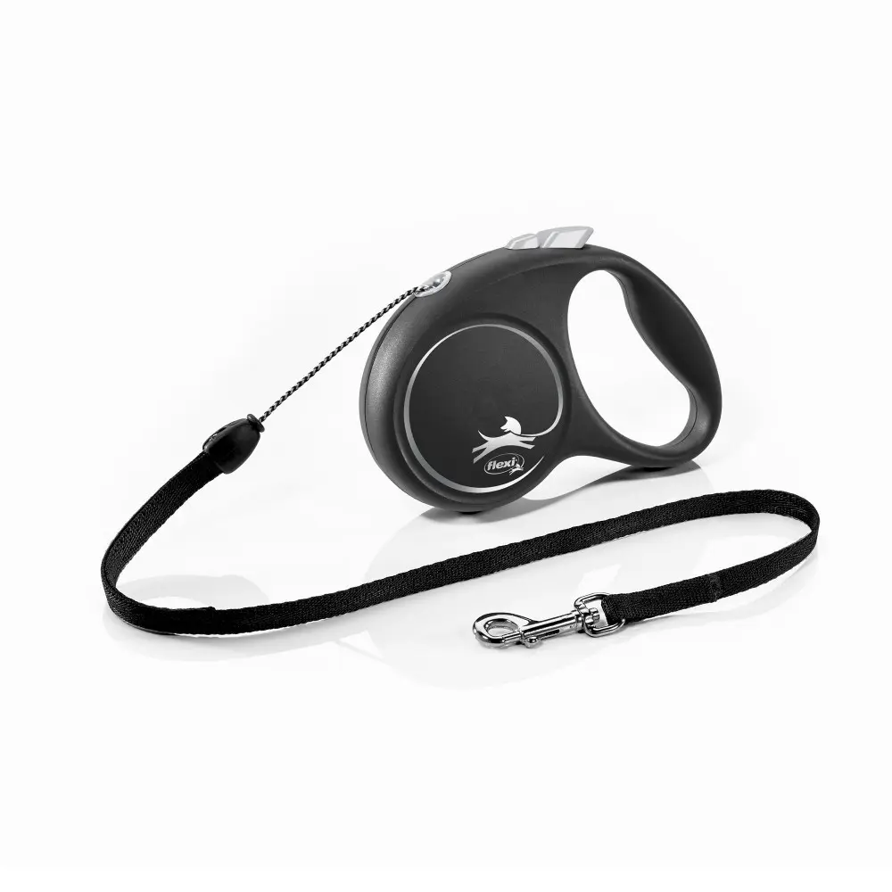 Повідець-рулетка Flexi для собак Black Design трос чорна розмір S 5 м/12 кг