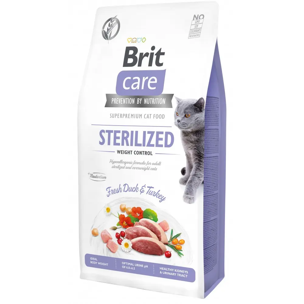 Корм сухий Brit Care Cat Grain Free Sterilized Weight Control для стерилізованих котів з надмірною вагою з качкою та індичкою 7 кг