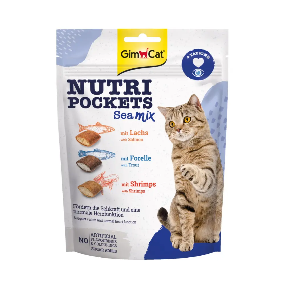 Ласощі вітамінні GimCat Nutri Pockets Морський мікс для котів з лососем фореллю та креветками 150 г