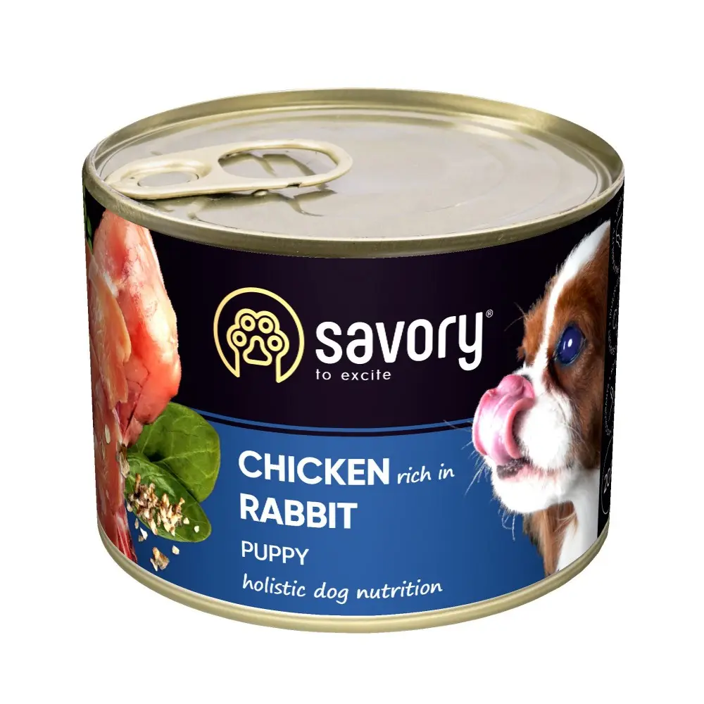 Корм вологий Savory Dog All breeds Puppy Chicken rich in Rabbit паштет для цуценят усіх порід з кроликом 200 г