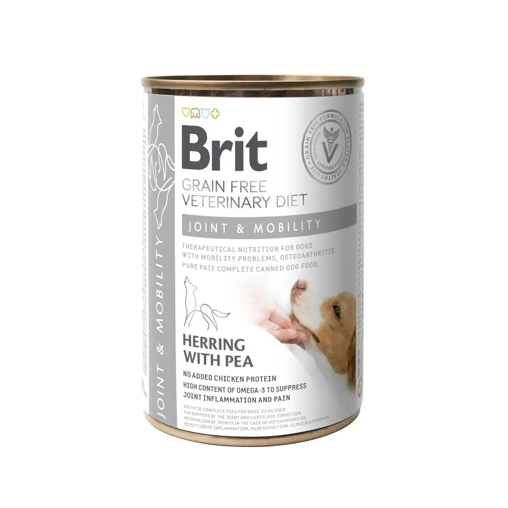 Вологий корм Brit Grain Free Veterinary Diets Joint and Mobility для дорослих собак для підтримки здоров я суглобів з оселедцем та горохом 400 г