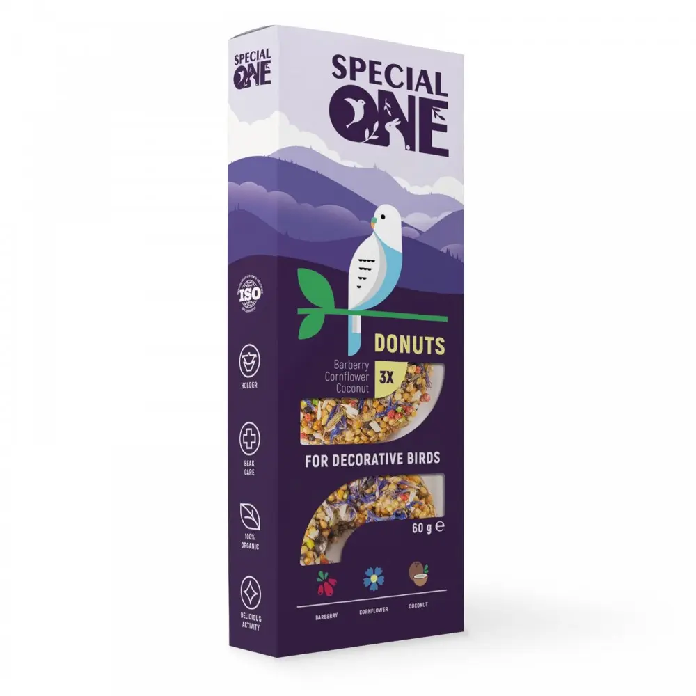 Ласощі Special One Пончики для декоративних птиц барбарис волошка кокос 60 г