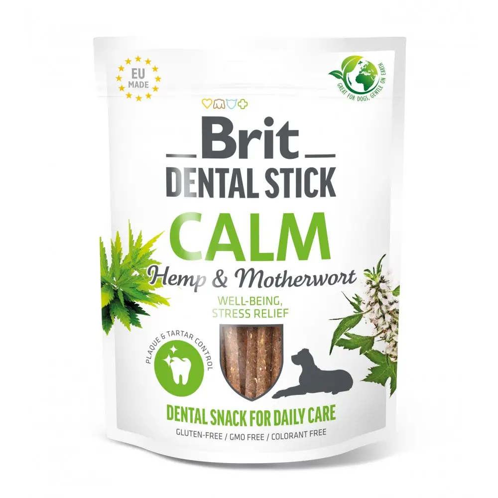 Ласощі Brit Dental Stick Calm для дорослих собак з коноплею та пустирником заспокійливі 7 шт 251 г