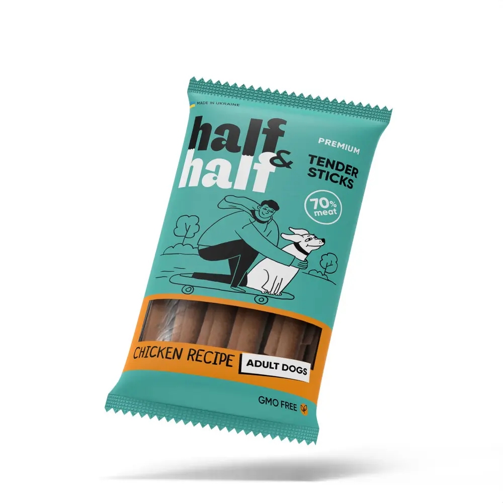 Ласощі HalfHalf м ясні палички для собак, з куркою 100 г