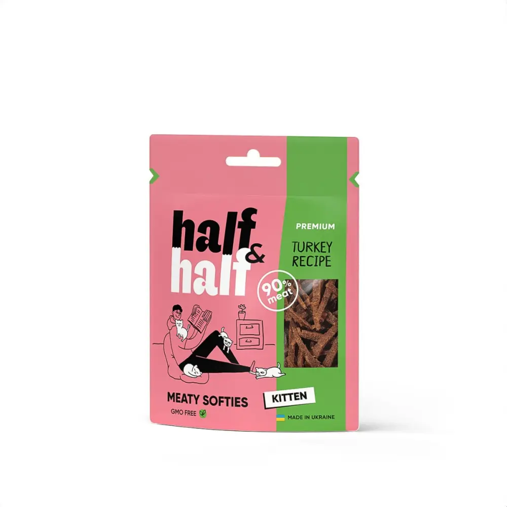 Ласощі HalfHalf м ясні смужечки для кошенят, з індичкою 50 г