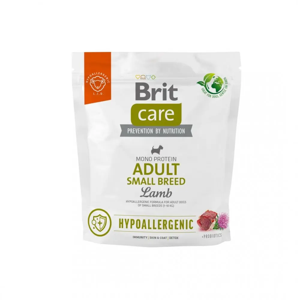 Корм сухий Brit Care Dog Hypoallergenic Adult Small Breed для дорослих собак малих порід від 1 до 10 кг гіпоалергенний з ягням 1 кг