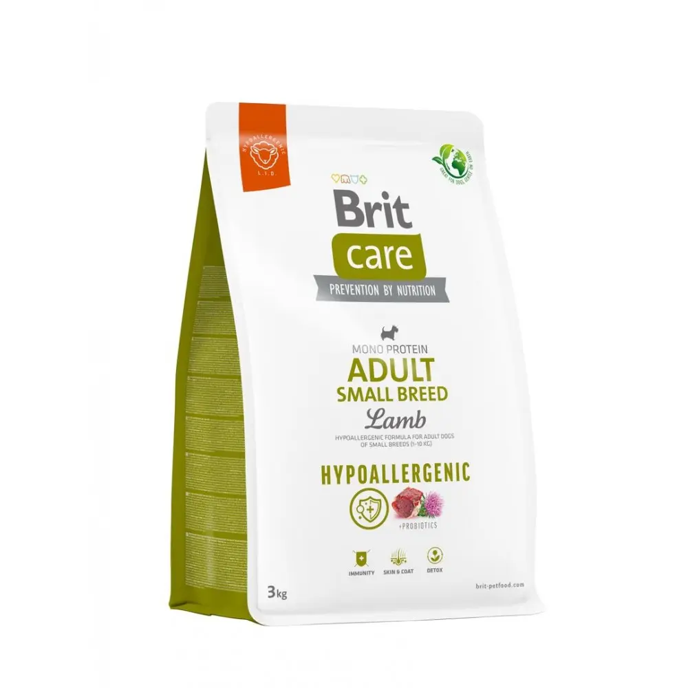 Корм сухий Brit Care Dog Hypoallergenic Adult Small Breed для дорослих собак малих порід від 1 до 10 кг гіпоалергенний з ягням 3 кг