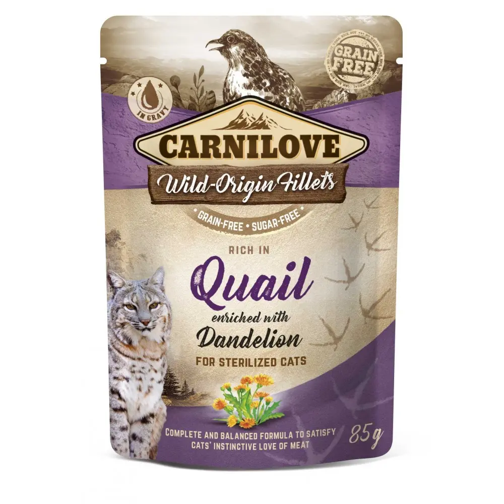 Корм вологий Carnilove Quail with Dandelion д/стерилізованих котів перепіла і кульбаба 85 г