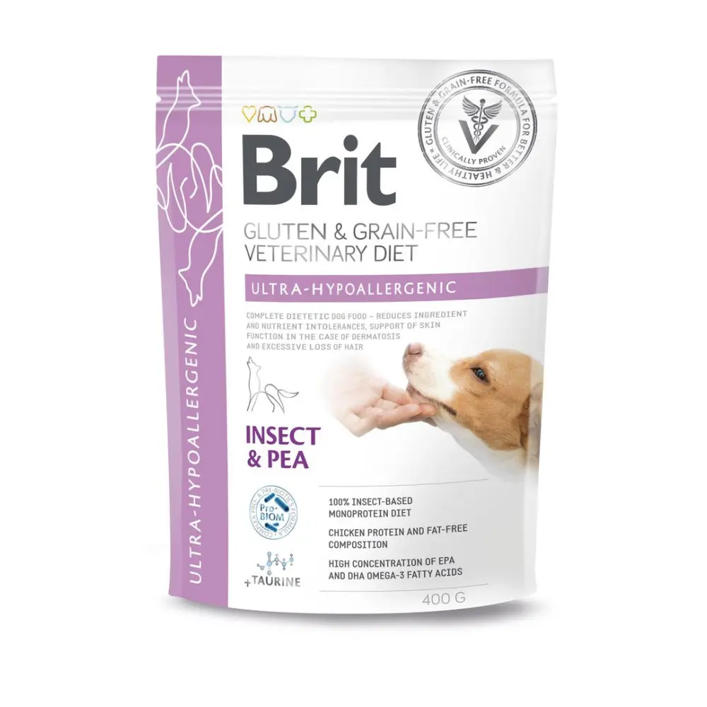 Корм сухий Brit VetDiet Dog Ultra-hypoallergenic для собак при проблемах з травленням з комахами 400 г