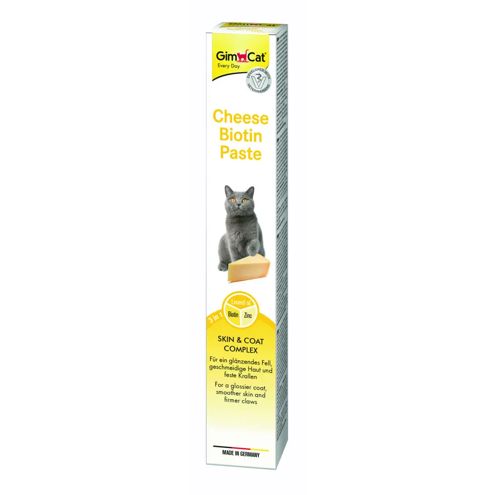 Паста GimCat Cheese Biotin Paste для котів усіх порід cирна з біотином 100г