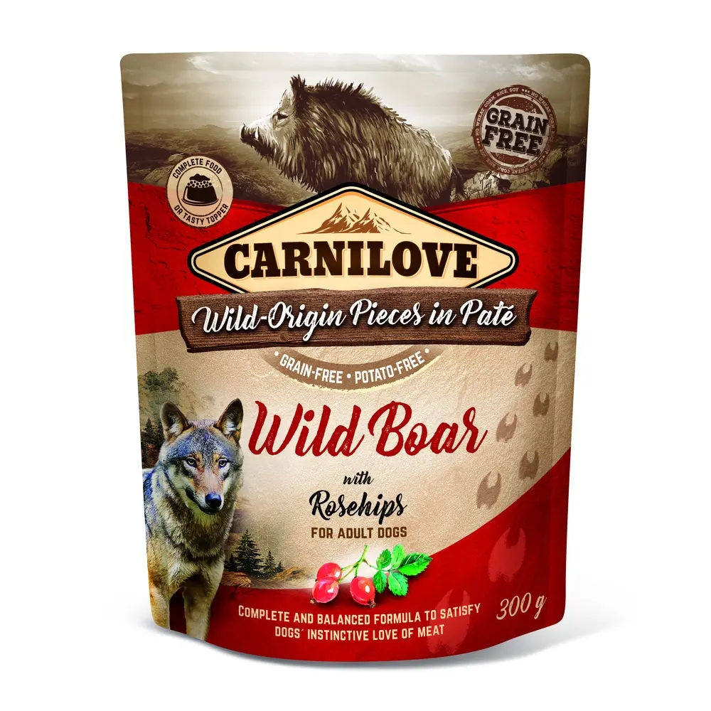 Корм вологий Carnilove Pate Wild Boar with Rosehips пауч для собак з диким кабаном і шипшиною 300 г