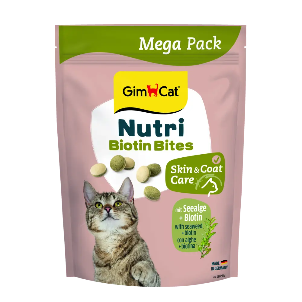 Вітаміни GimCat Nutri Biotin Bites для котів для покращення стану шерсті та шкіри з морськими водоростями 425 г