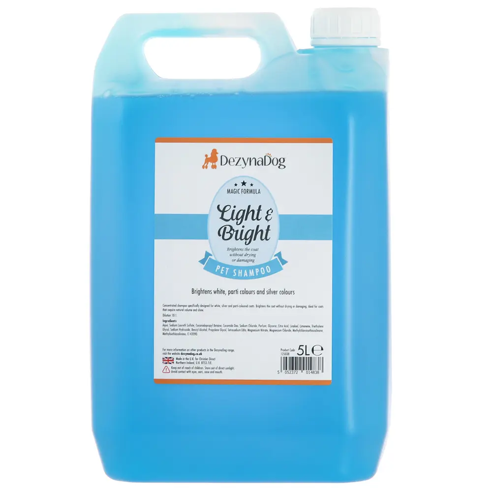 Шампунь Dezynadog Light Bright White Coat Colour Enchance для посилення кольору білих срібних та кольорових порід собак додає блиск та посил колір 5л