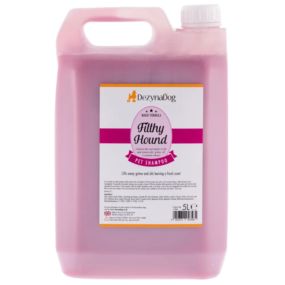 Шампунь Dezynadog Filthy Hound Deep Clean для глибокого очищення брудної шерсті дезодорує має стійкий аромат Пармської Фіалки 5л