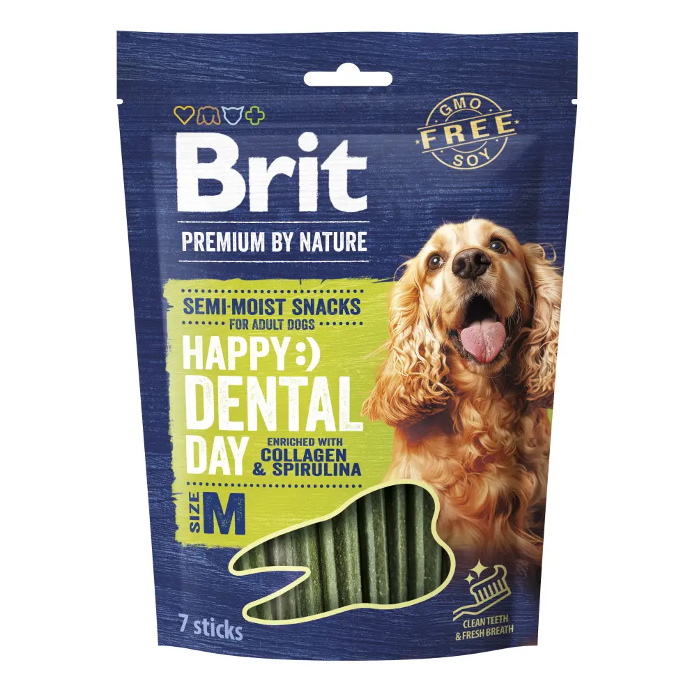 Ласощі Brit Premium Dental Snacks M для cобак середніх порід з колагеном і спіруліною 180 г