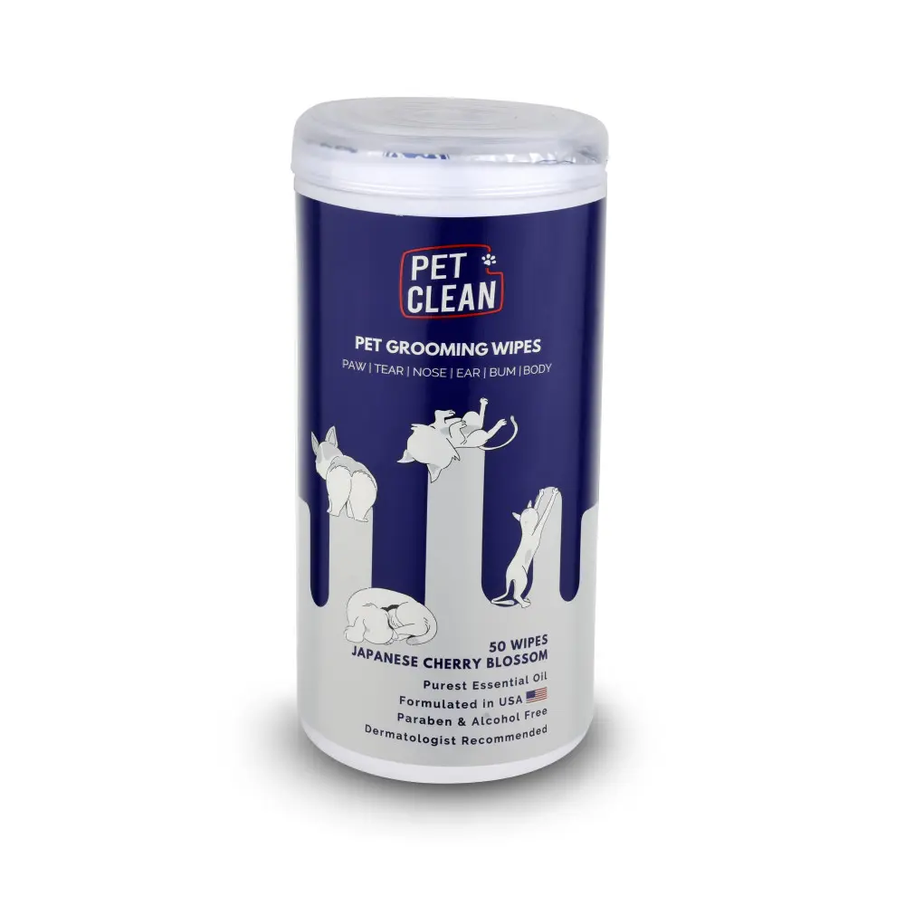 Серветки вологі Pet Clean PET GROOMING WIPES для грумінгу домашніх тварин  щоденне очищення з ароматом японської вишні 50шт