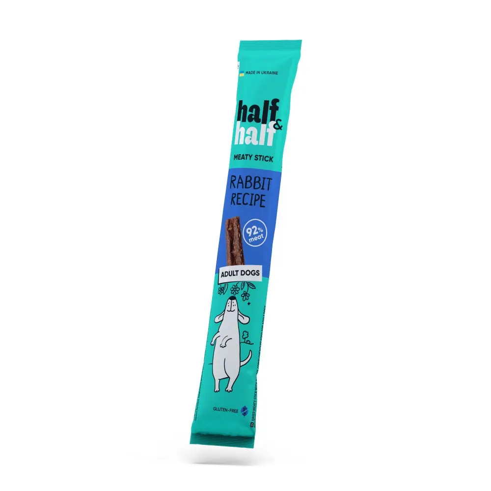 Ласощі Half&Half м’ясна паличка з кроликом, для собак, 12 г