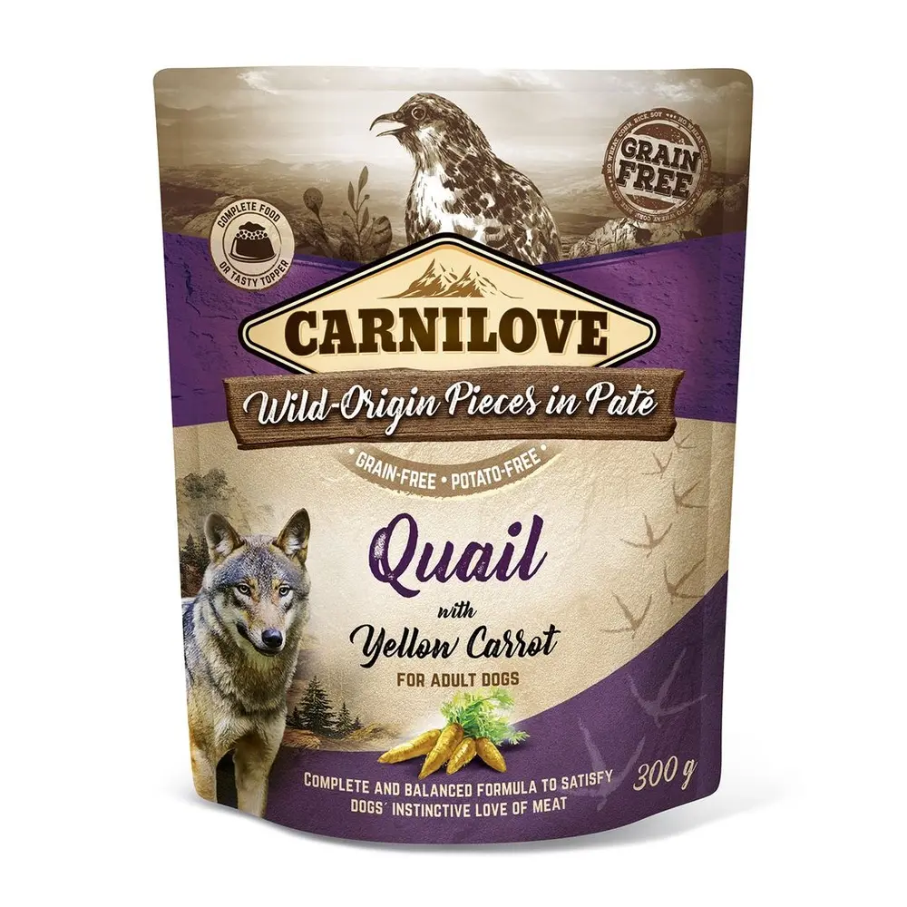 Корм вологий Carnilove Paté Wild Quail with Yellow Carrot пауч для собак с перепілкою і морквою 300 г