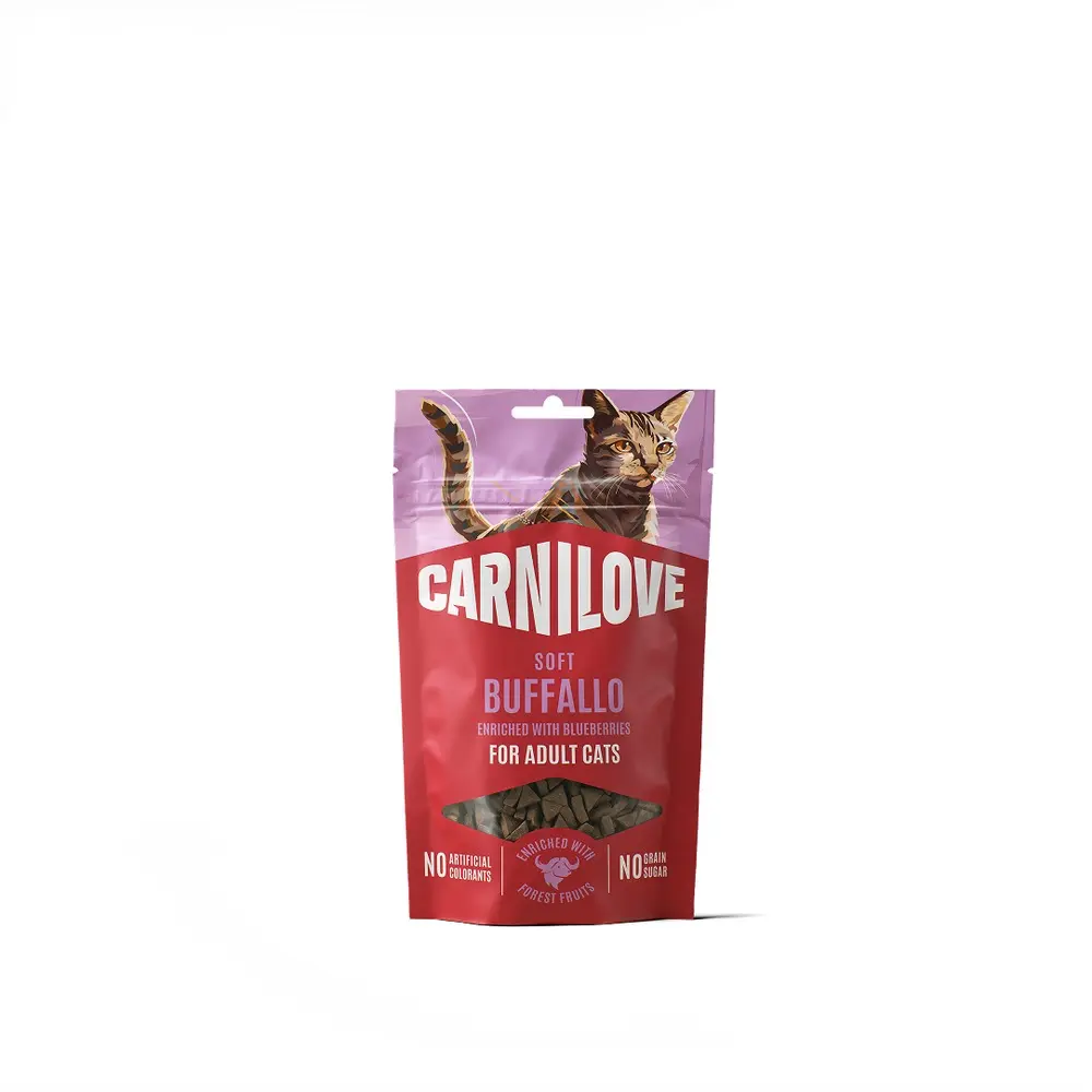 Ласощі Carnilove Soft Snack Buffallo with Blueberries для котів м'які буйвол і лохина 50 г