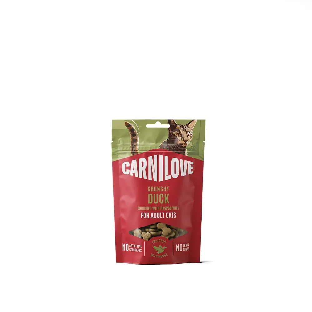 Ласощі Carnilove Crunchy Snack Duck with Raspberries для котів хрусткі качка і малина 50 г