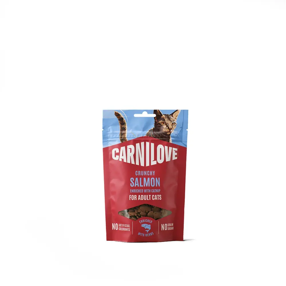 Ласощі Carnilove Crunchy Snack Salmon with Catnip для котів хрусткі лосось і котяча м'ята 50 г