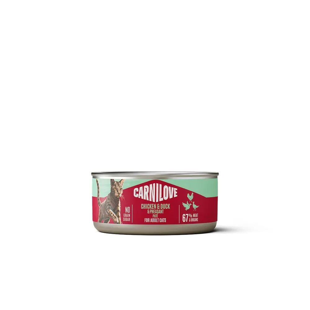 Корм вологий Carnilove Chicken, Duck & Pheasant для котів паштет курка, качка і фазан 100 г