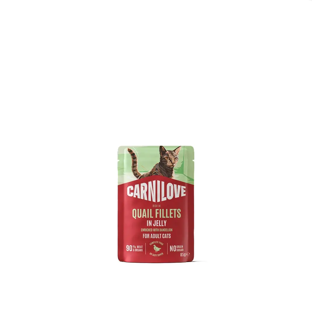 Корм вологий Carnilove Jelly Quail with Dandelion для котів перепілка і кульбаба в желе 85 г