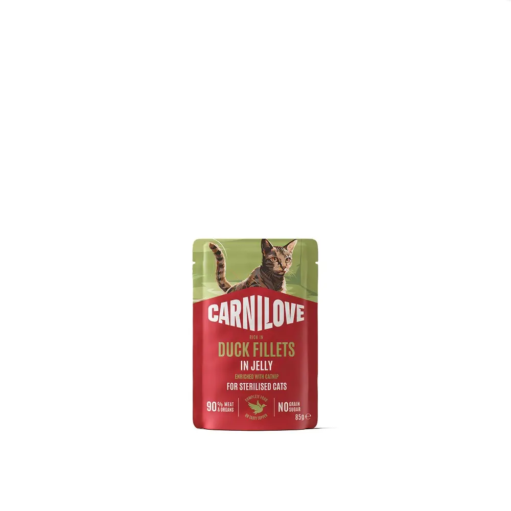 Корм вологий Carnilove Jelly Duck with Catnip Sterilised для стерилізованих котів качка і котяча м'ята в желе 85 г