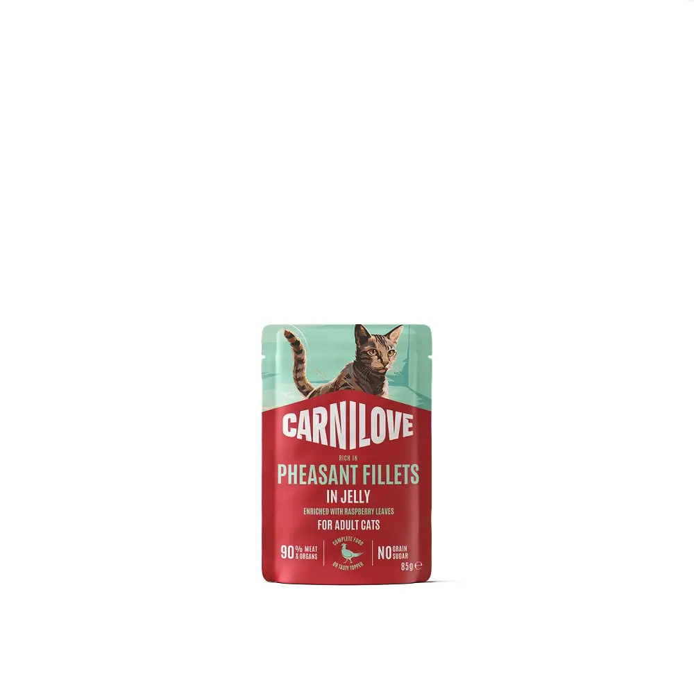 Корм вологий Carnilove Jelly Pheasant with Raspberry Leaves для котів фазан і листя малини в желе 85 г