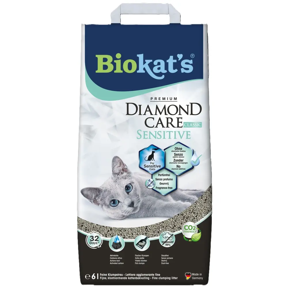 Наповнювач бентонітовий Biokats для котячого туалету Dimond Care Sensitive Classic 6л