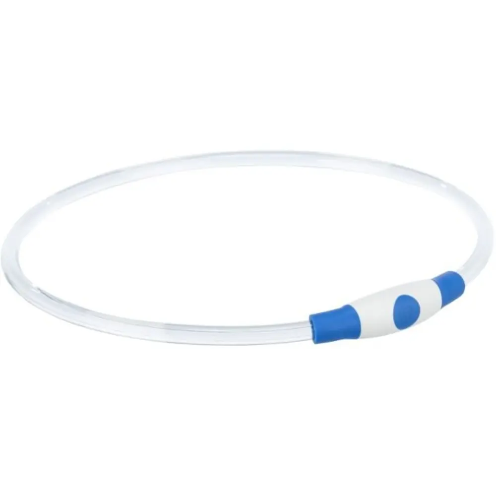 Нашийник Trixie Flash Light Ring USB для собак мигаючий силіконовий синій  розмір  L–XL 65 см/8 мм