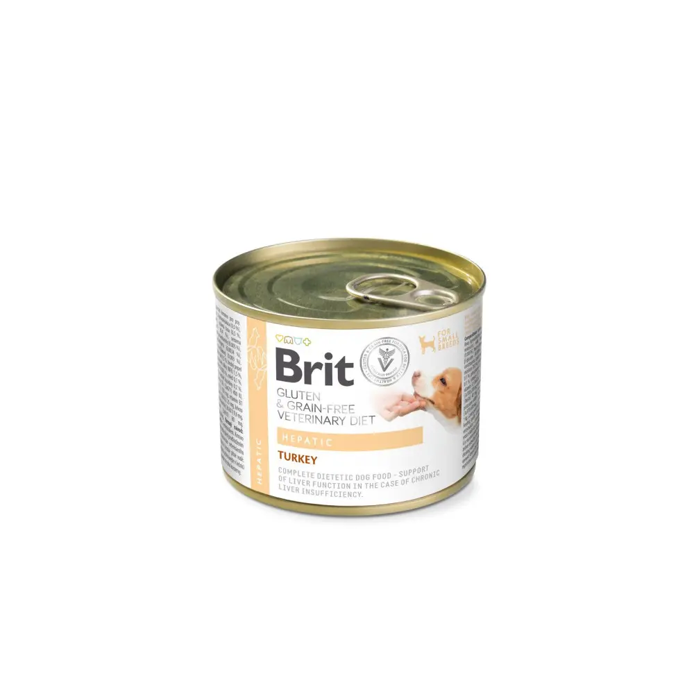 Корм вологий Brit VetDiet Hepatic для собак для підтримки функцій печінки з індичкою 200 г