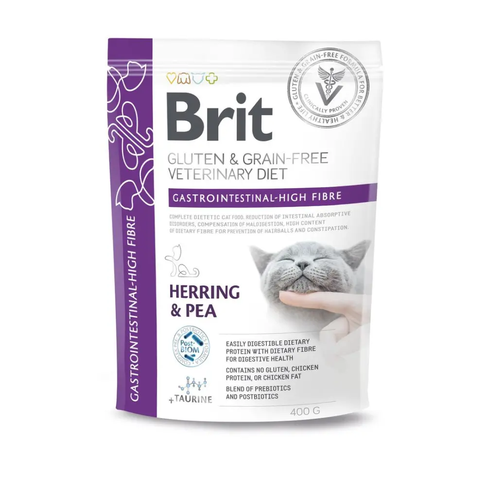 Корм сухий Brit VetDiet Cat Gastrointestinal High Fibre для котів з підвищеним вмістом клітковини з оселедцем 400 г