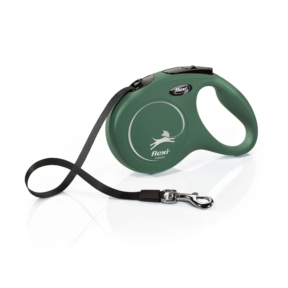 Повідець-рулетка Flexi для собак New Classic стрічка оливкова розмір М 5 м/ 25 кг